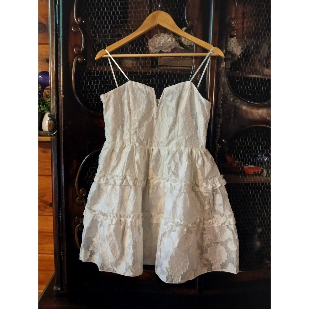Jaquard LG Strapless Tiered Dress By Mustard Seed White Corset Back Chic NWT!